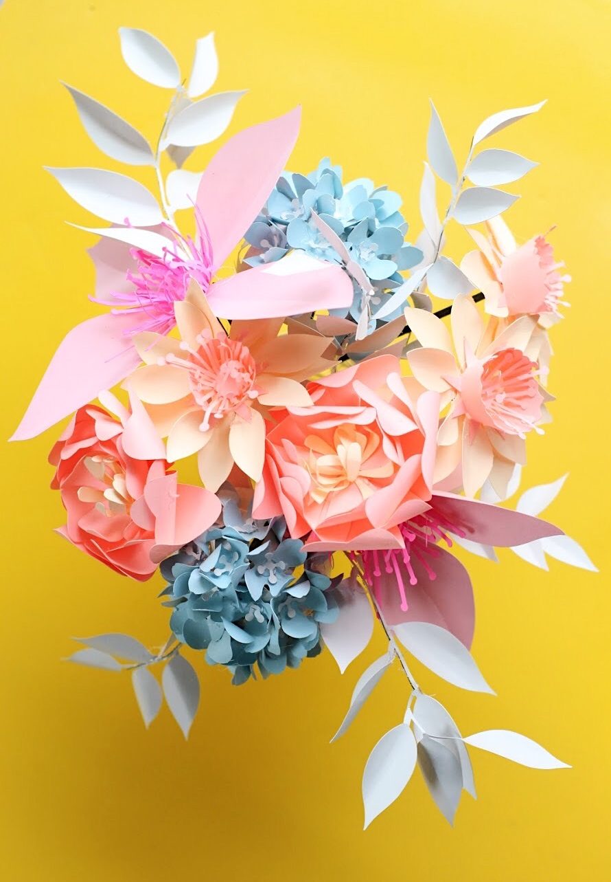 DIY Paper Flower Bouquet for Spring + a tutorial featured by Top US Craft Blog + The Pretty Life Girls