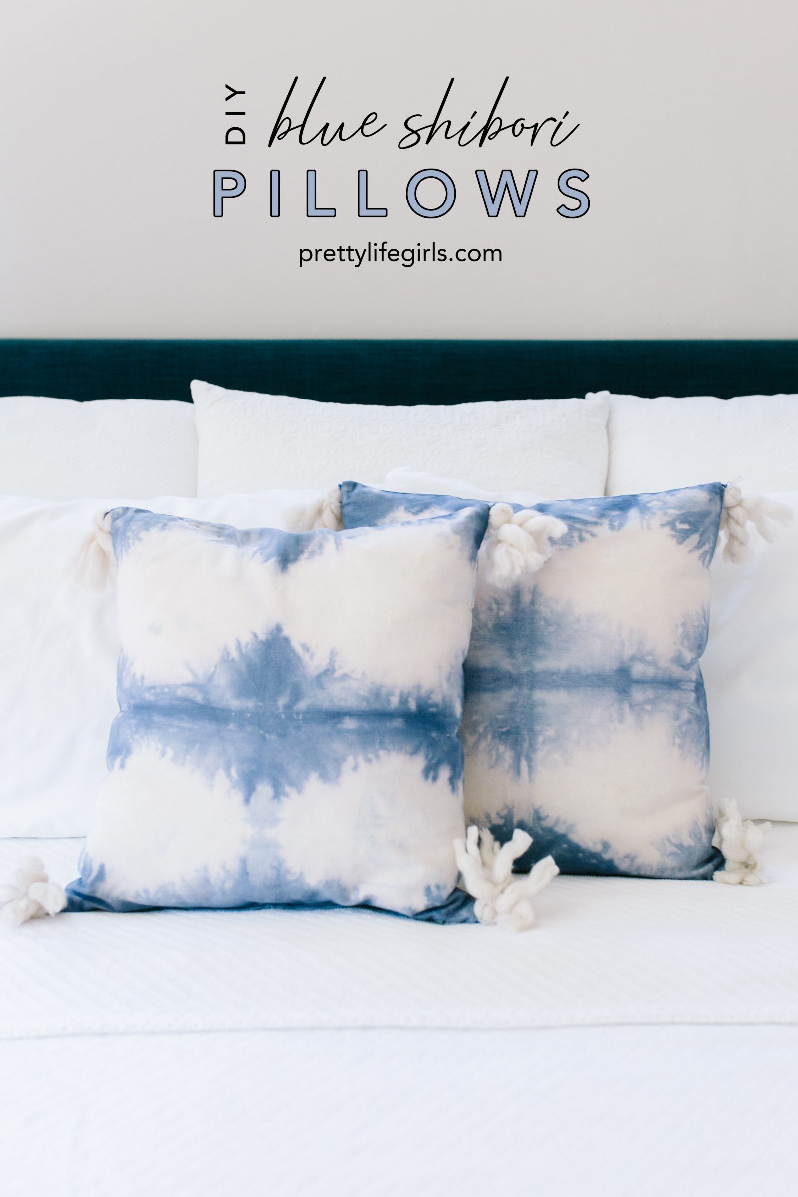 DIY Blue Shibori Pillows for Any Room + a tutorial featured by Top US Craft Blog + The Pretty Life Girls