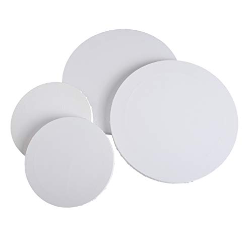 IVON 4pcs Round Canvas, 12'' & 8'' Professional Stretched Circle Canvas Board for Painting, Acrylic Pouring