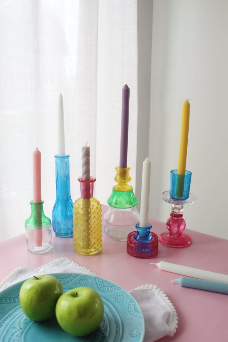 DIY Color Glass Candlesticks