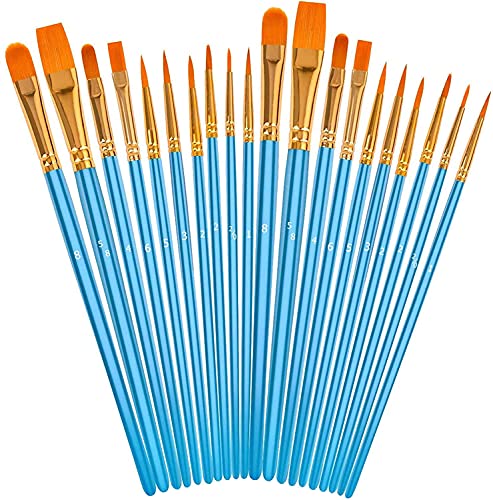 Soucolor Acrylic Paint Brushes Set, 20Pcs Round Pointed Tip Artist Paintbrushes for Acrylic Painting Oil Watercolor Canvas Boards Rock Body Face Nail Art, Easter Crafts for Eggs Crafts Supplies