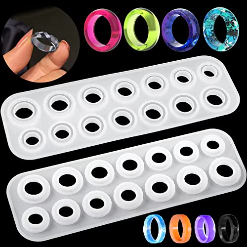 Resin Ring Molds Silicone, Silicone for Epoxy Resin, 14 Sizes with Round and Rhombic Faces Making Rings, Earrings, Pendants, Crafts Christmas Gifts