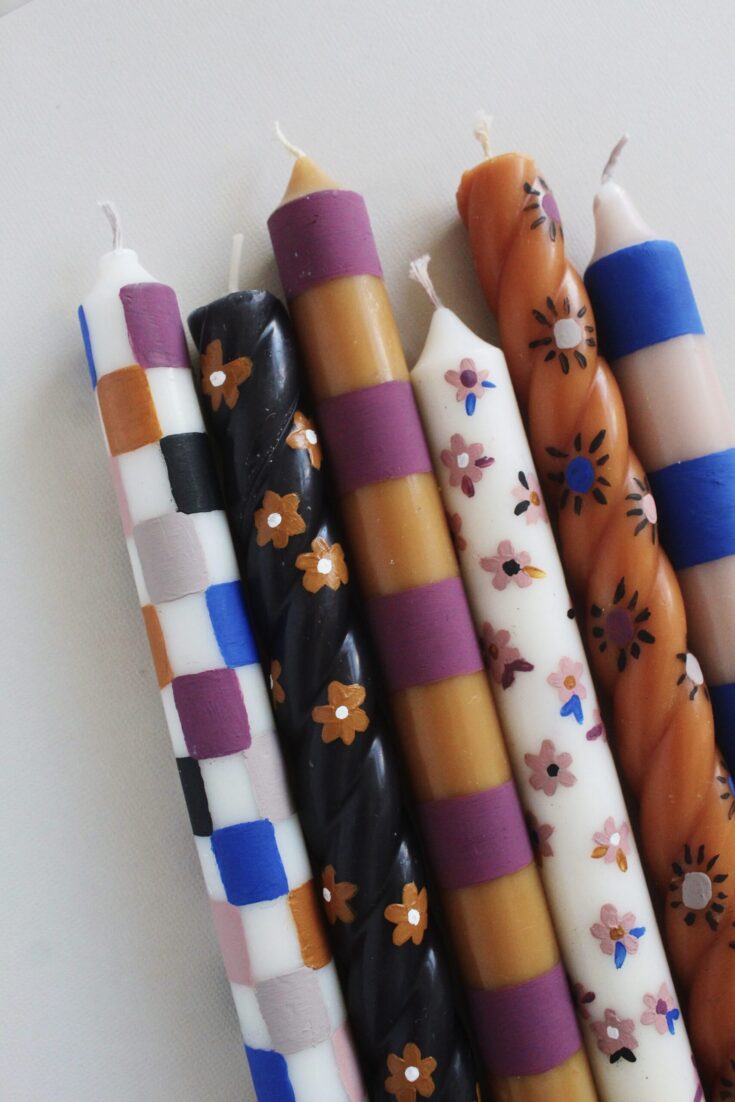 Easy Hand-Painted Taper Candles For Fall