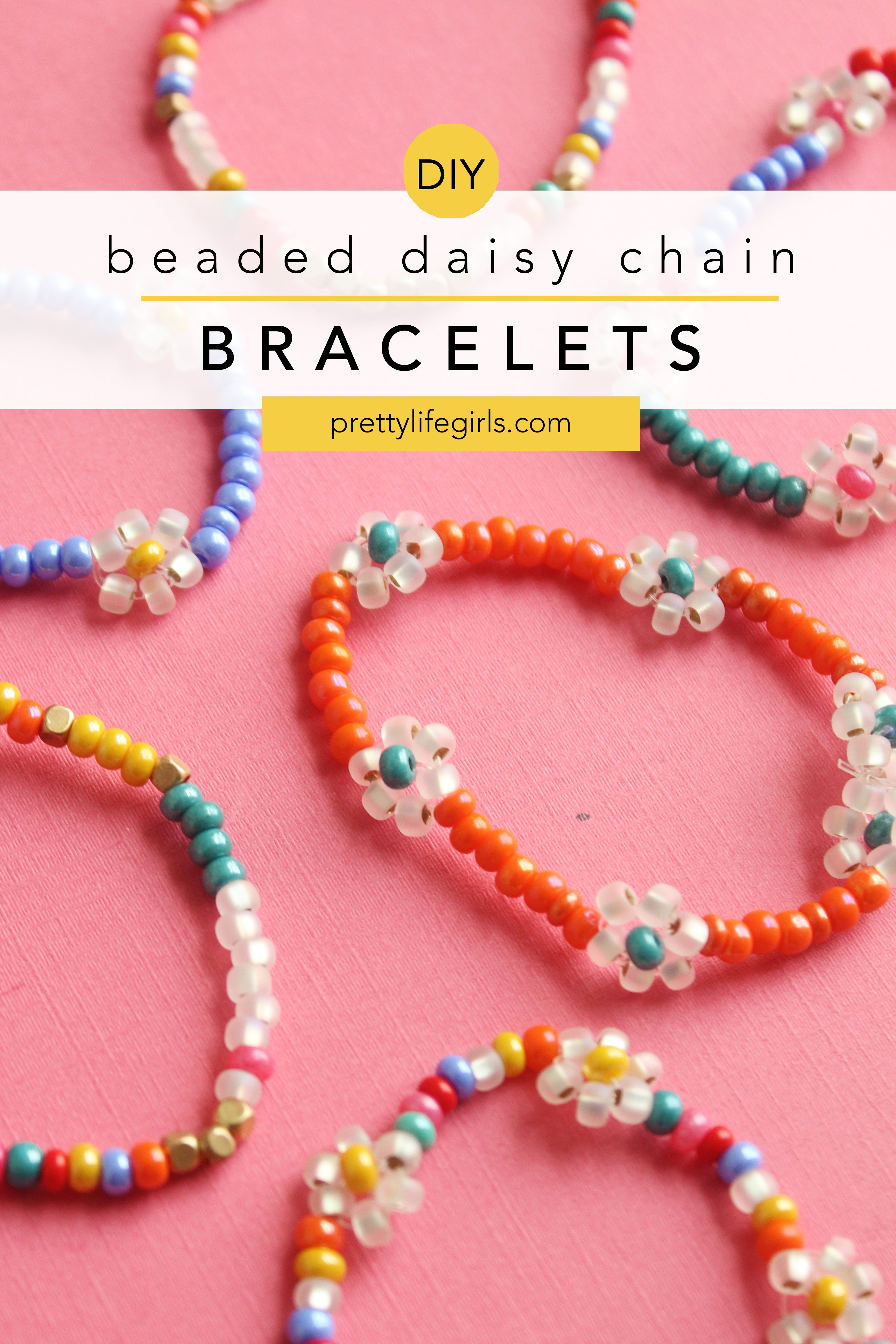 DIY Beaded Daisy Chain Bracelet Tutorial + a tutorial featured by Top US Craft Blog + The Pretty Life Girls