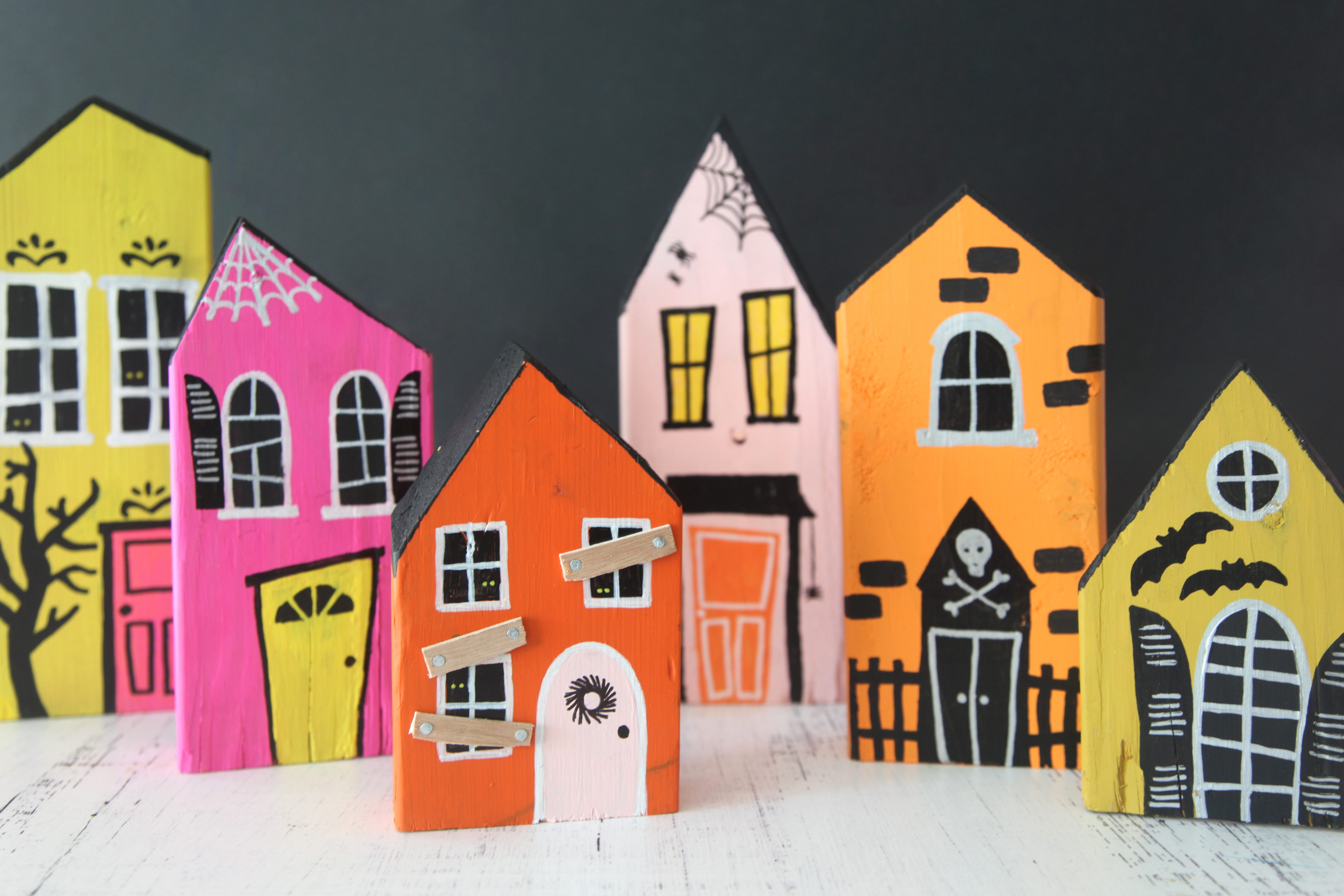 How to Make a Wood Block DIY Halloween Village + a tutorial featured by Top US Craft Blog + The Pretty Life Girls