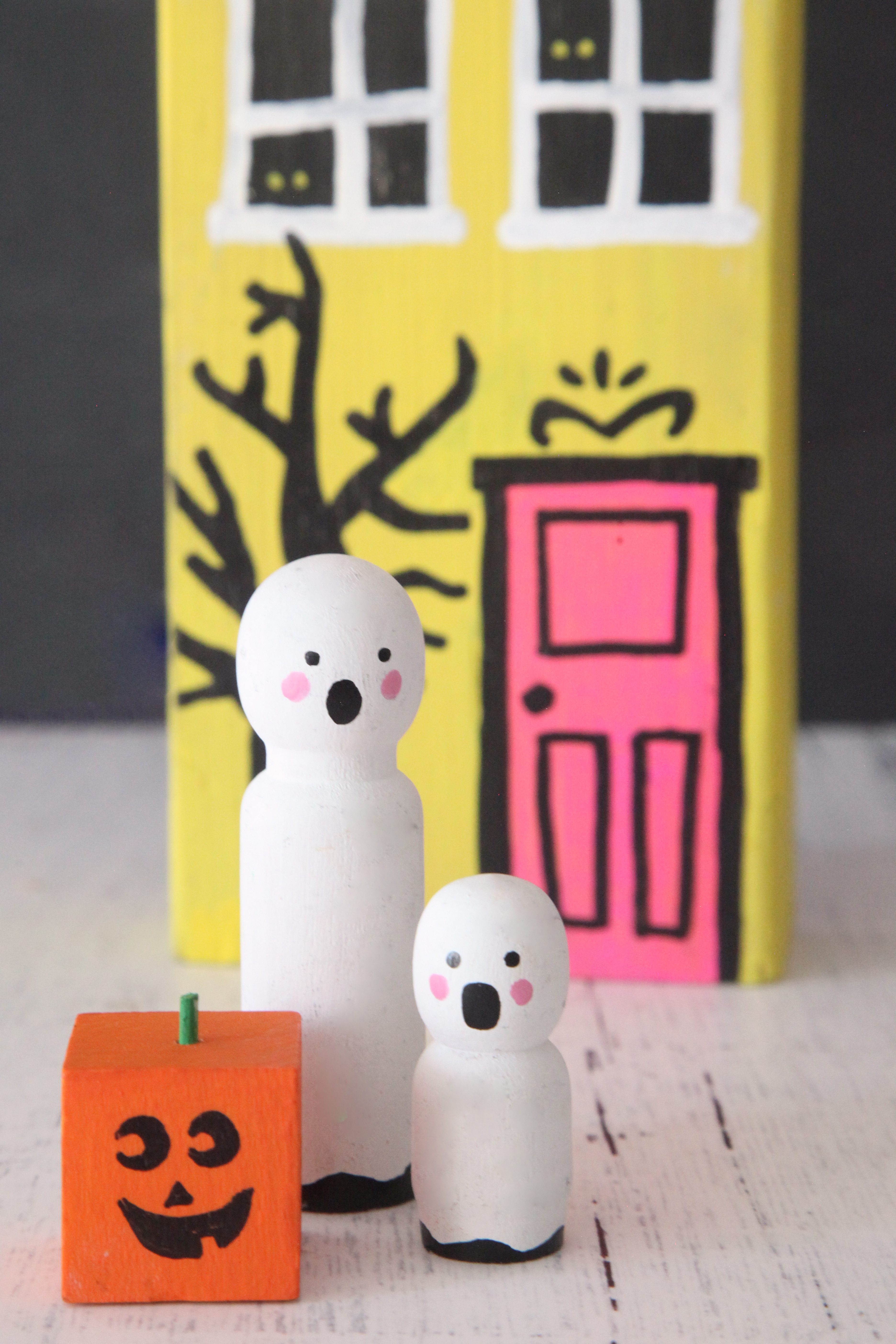 How to Make a Wood Block DIY Halloween Village + a tutorial featured by Top US Craft Blog + The Pretty Life Girls