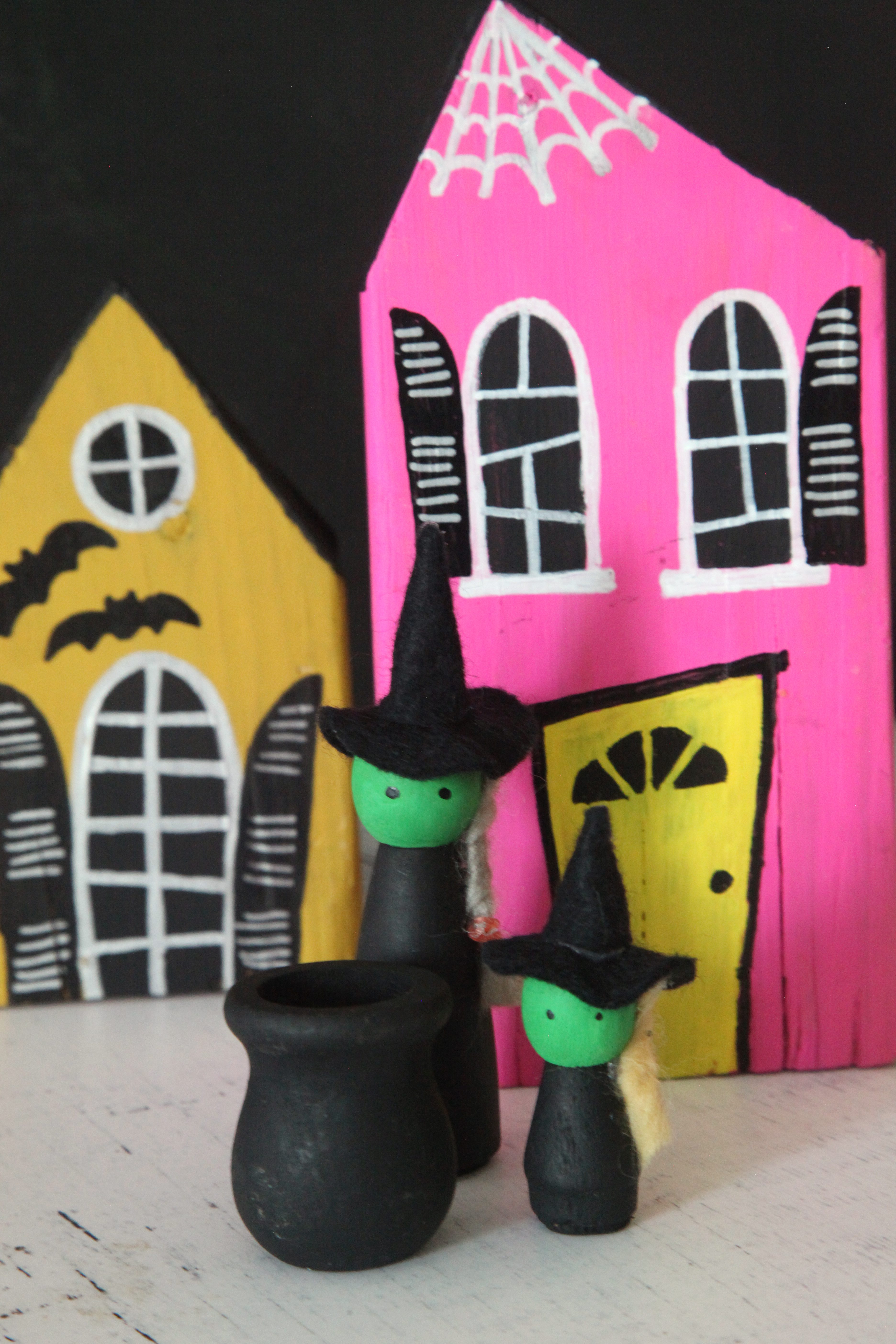 How to Make a Wood Block DIY Halloween Village + a tutorial featured by Top US Craft Blog + The Pretty Life Girls