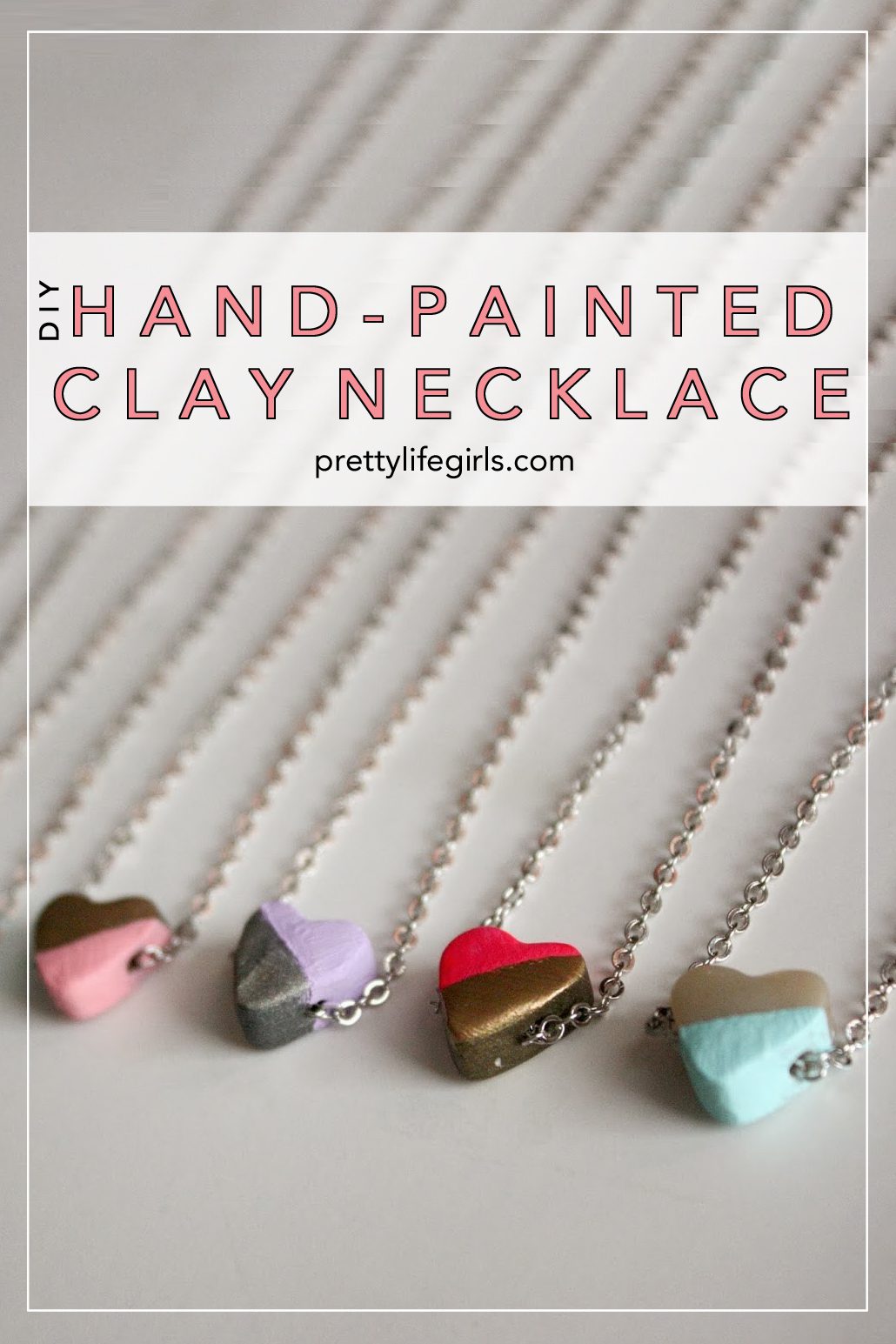 DIY Hand-Painted Clay Heart Necklaces + featured by Top US Craft Blog + The Pretty Life Girls