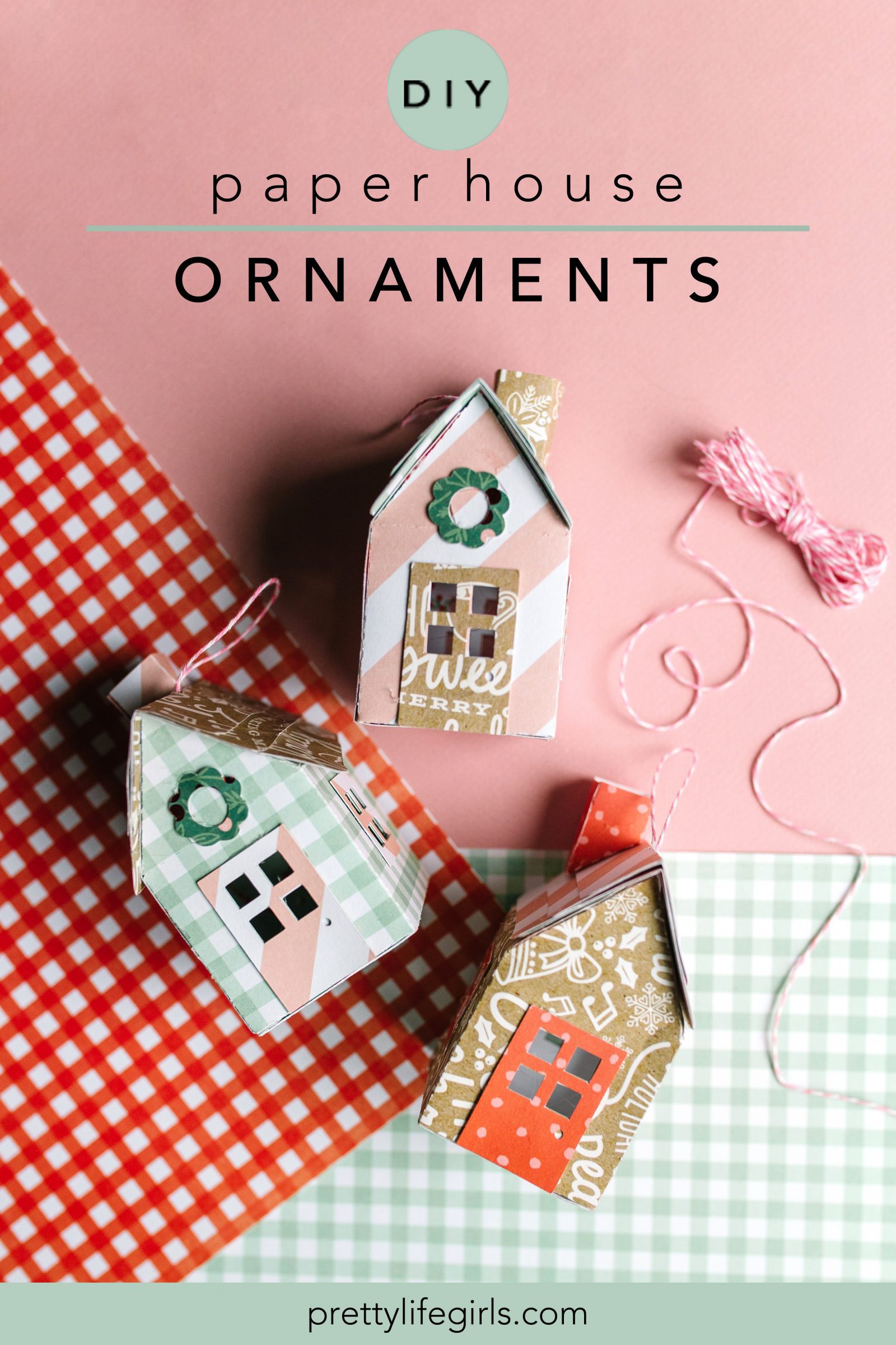 Christmas Crafts: How to Make a DIY Paper House Ornament + a tutorial featured by Top US Craft Blog + The Pretty Life Girls