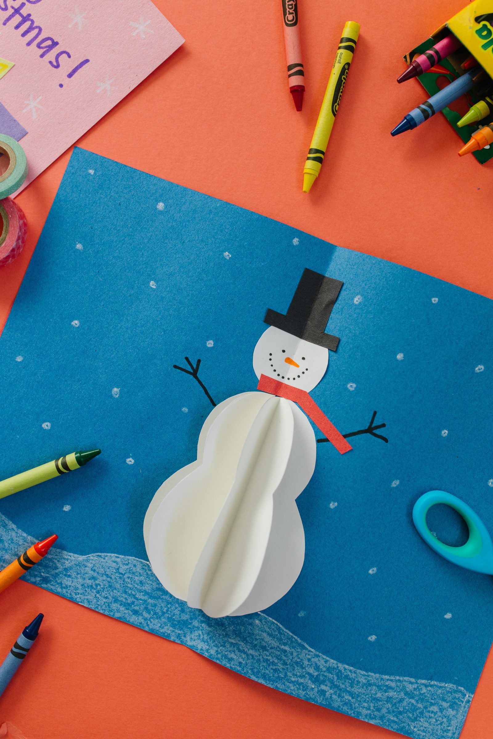 Christmas Crafts for Kids: How to Make a 3D Snowman Card + a tutorial featured by Top US Craft Blog + The Pretty Life Girls